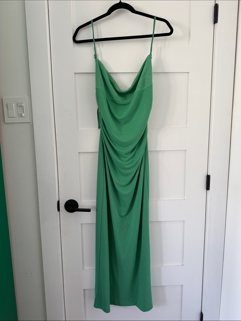Zara - Emerald Green Draped Midi Slip Dress